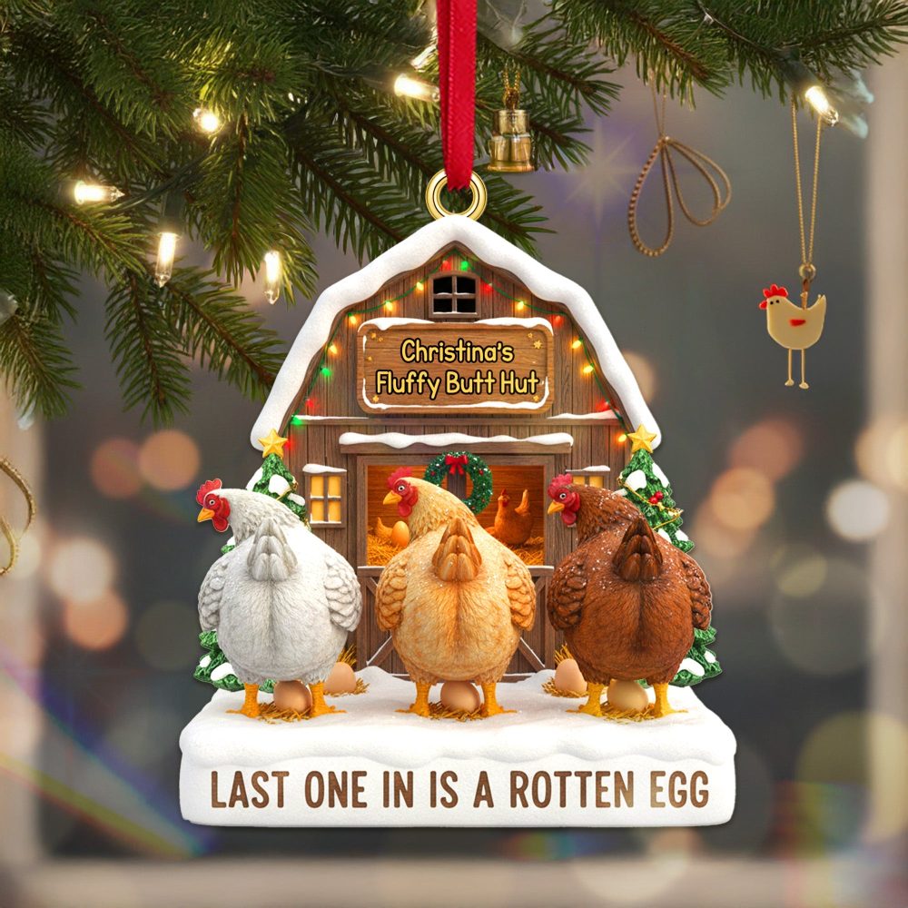 Chicken Farm Acrylic Ornament - Personalized Gift For Farmer Christmas Ornament 02Namg170925