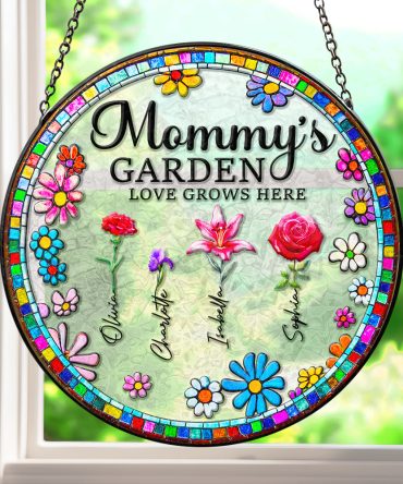 Personalized Gifts For Mom Stained Glass Mommy'S Garden Love Grows Here 02Acdt220325