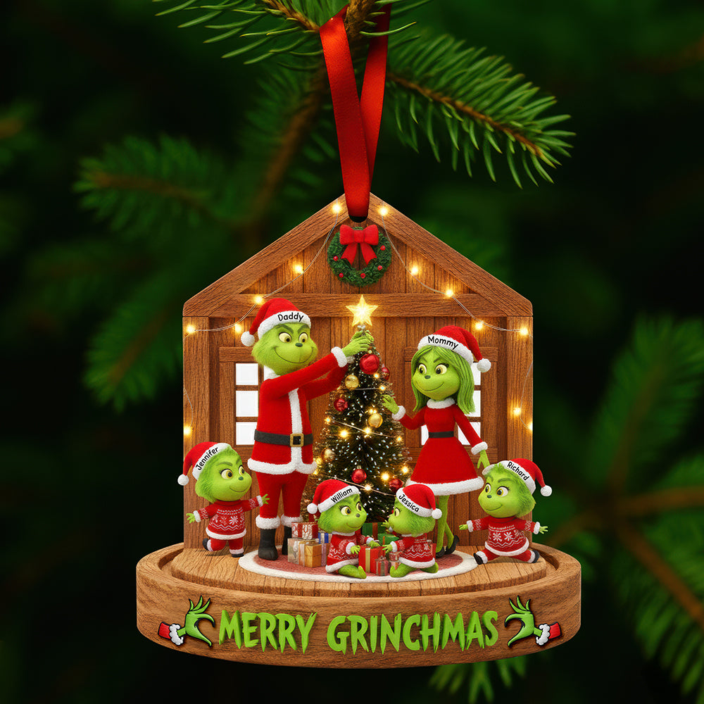 Fun Green Family Christmas Ornament, Personalized Gifts For Family 01Qhqn180925 - Image 2