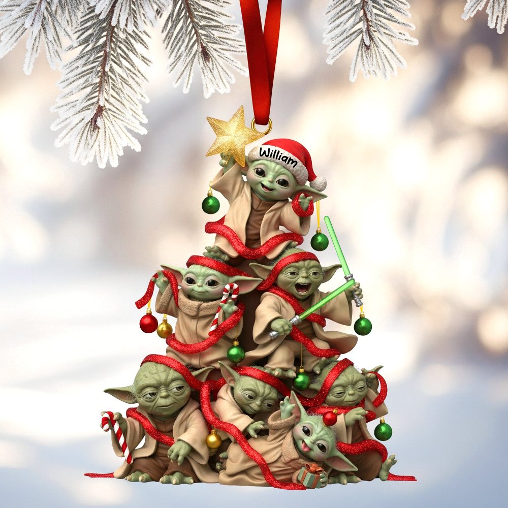 Playful Green Holiday Tower Ornament - Personalized Gifts 01Toqn201025