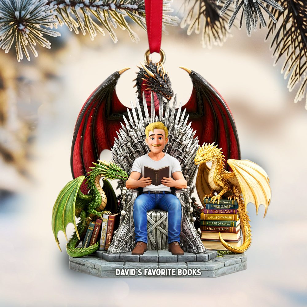 Personalized Gift For Book Lovers, Bookmas Custom Shape Acrylic Christmas Ornament 04Hulu181025