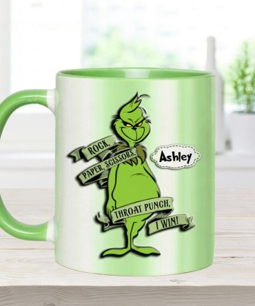 Rock Paper Throat Punch - Personalized Stole Christmas Accent Mug Grinch Accent Mug