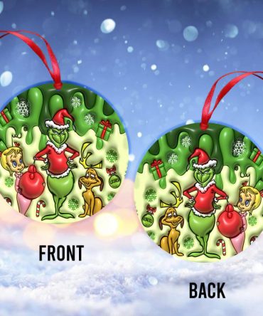 Merry Christmas - Personalized Stole Christmas Ceramic Circle Ornament Grinch Ceramic Circle Ornament, Grinch Lover Gift, Unique Grinch Ornament, Cust