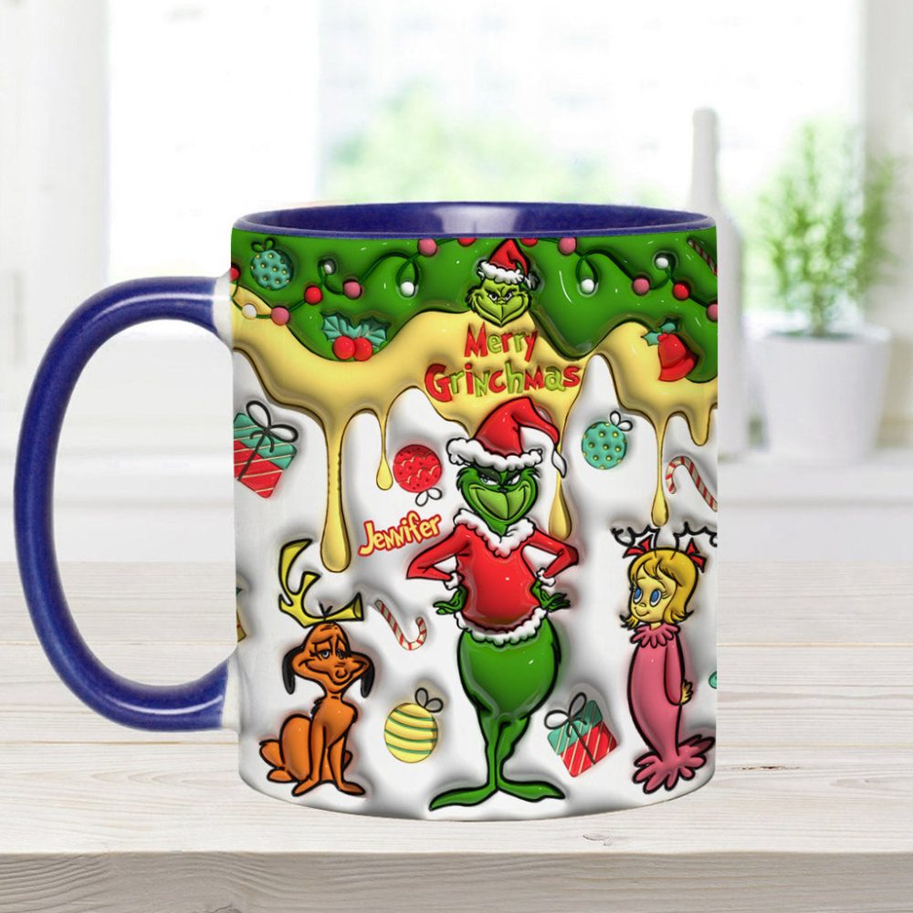 Merry Grinchmas - Personalized Stole Christmas Accent Mug Grinch Accent Mug - Image 5