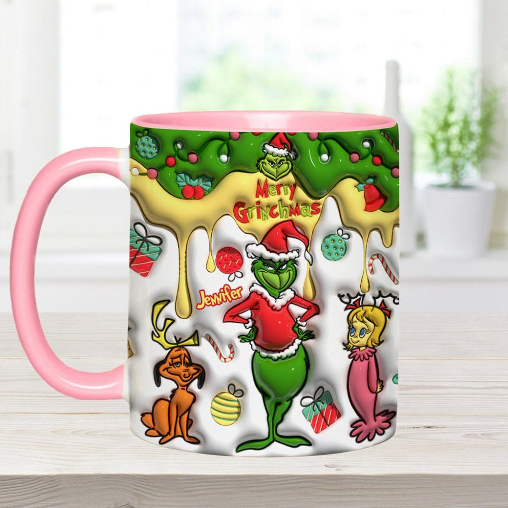 Merry Grinchmas - Personalized Stole Christmas Accent Mug Grinch Accent Mug - Image 4