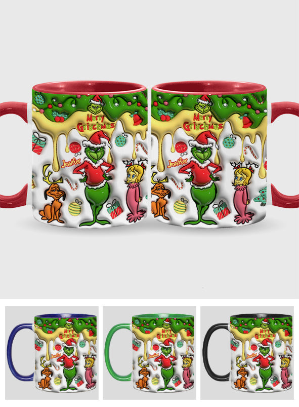 Merry Grinchmas - Personalized Stole Christmas Accent Mug Grinch Accent Mug - Image 2