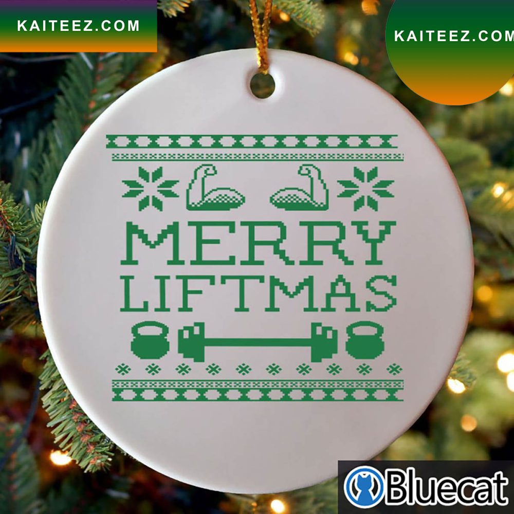 Merry Liftmas Grun Lustig Muskulos Santa Heben Gewichte Christmas Ornament