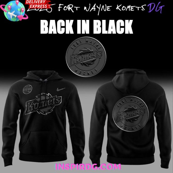 2025 Fort Wayne Komets Back In Black Limited All Over Print Hoodie