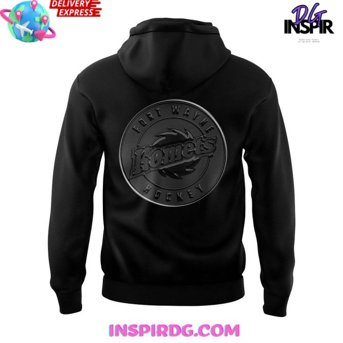2025 Fort Wayne Komets Back In Black Limited All Over Print Hoodie - Image 3
