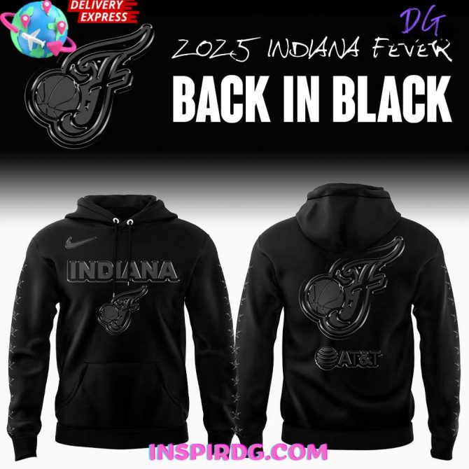 2025 Indiana Fever Back In Black Limited All Over Print Hoodie