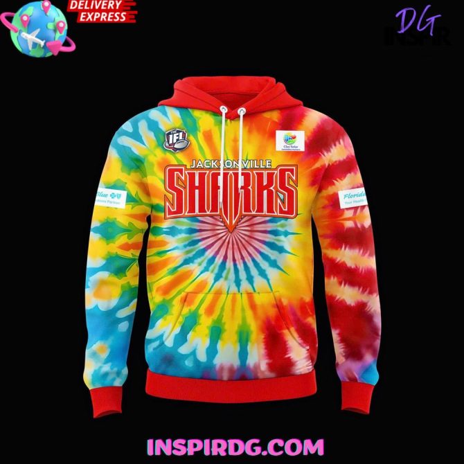 Jacksonville Sharks Tie-Dye 2025 All Over Print Hoodie - Image 2
