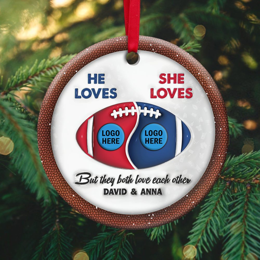 American Football Couple Ornament With Custom Team Logo - House Divided 02Hupu250924