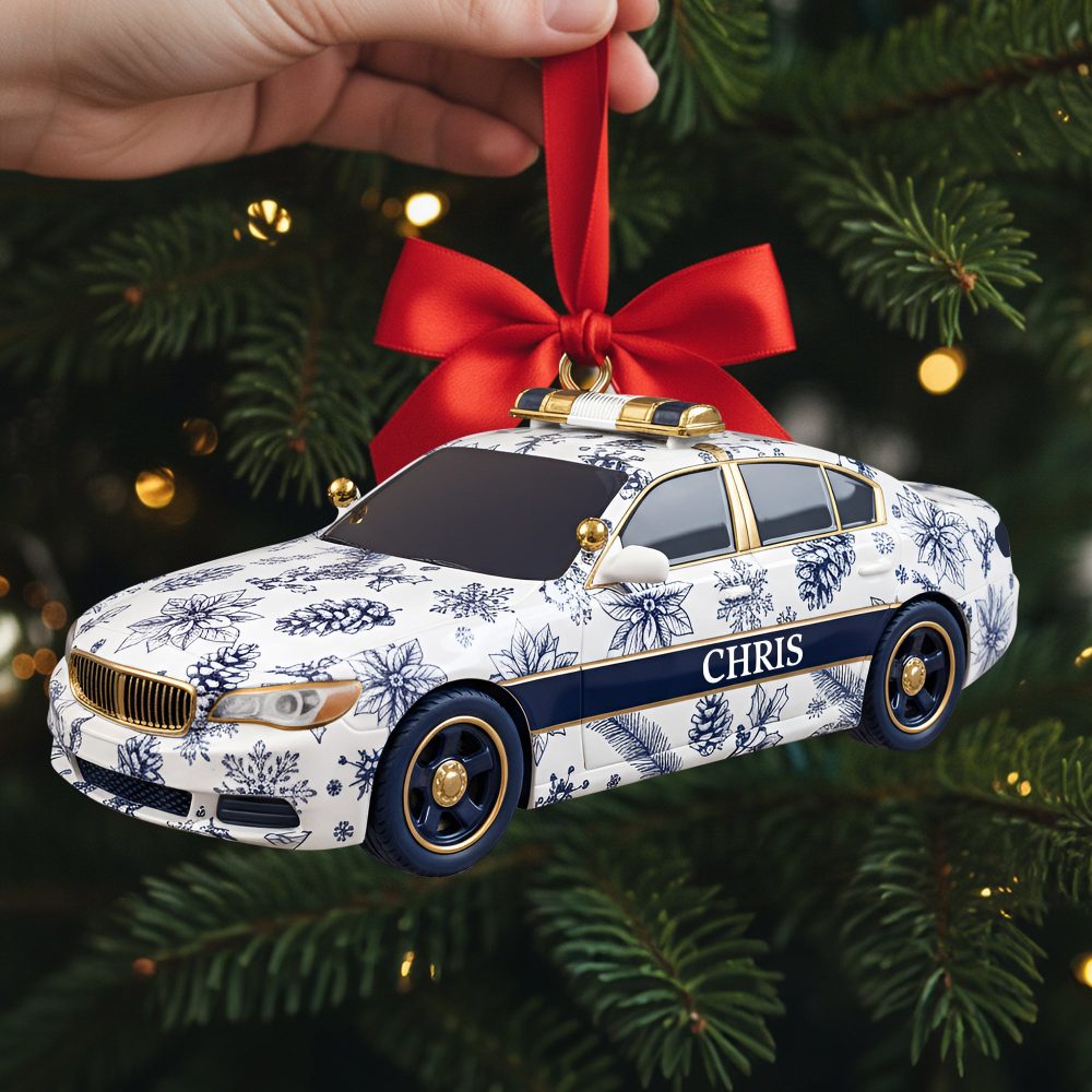 Christmas On Duty Police Car Ornament - Personalized Gifts For Police 02Pglu031025