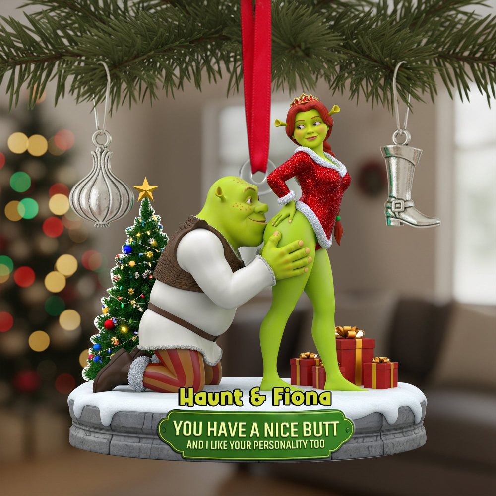 Cheeky Kisses Couple Acrylic Ornament - Personalized Christmas Gifts For Couples 04Ohlu300925