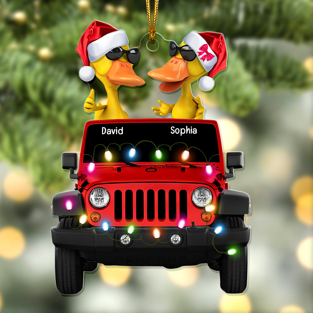 Personalized Gifts For Off-Road Car Lovers Family And Couple Christmas Duck Ornament 02Qhqn011022 - Image 2