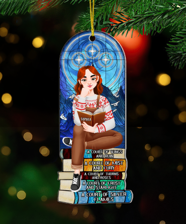 Personalized Christmas Gifts For Book Lovers Ornament 04Hupu160924Pa A Girl Sitting On Stack Of Books Reading