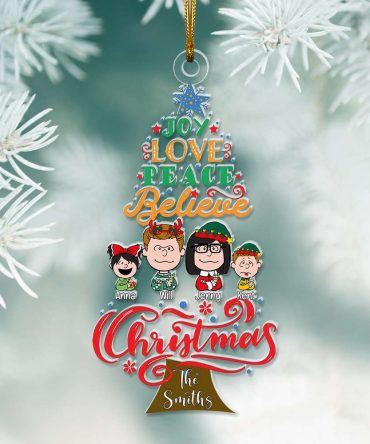 Personalized Gifts For Family Acrylic Ornament, Joy Love Peace Believe 02Tglu131124Hg
