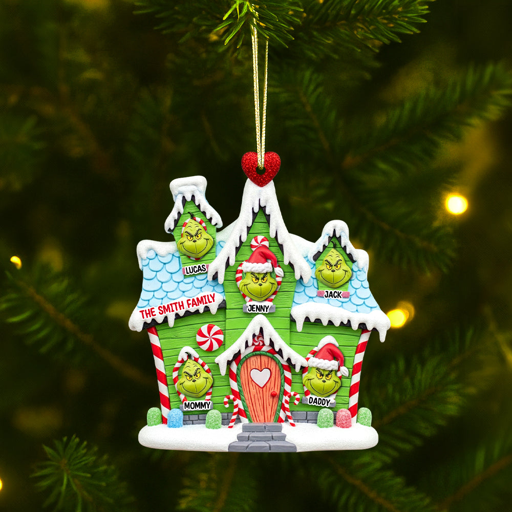 Green Monsters' House Personalized Gifts For Family Christmas Ornament 03Totn030925