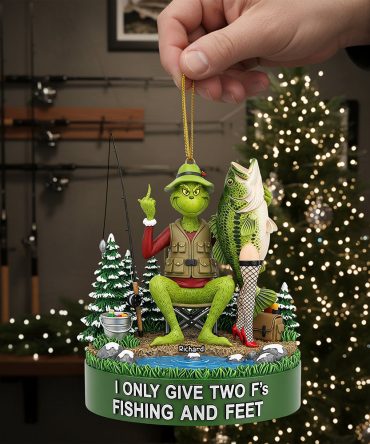 Fishing & Feet Christmas Ornament, Personalized Gifts For Fishing Lover 03Qhqn290825