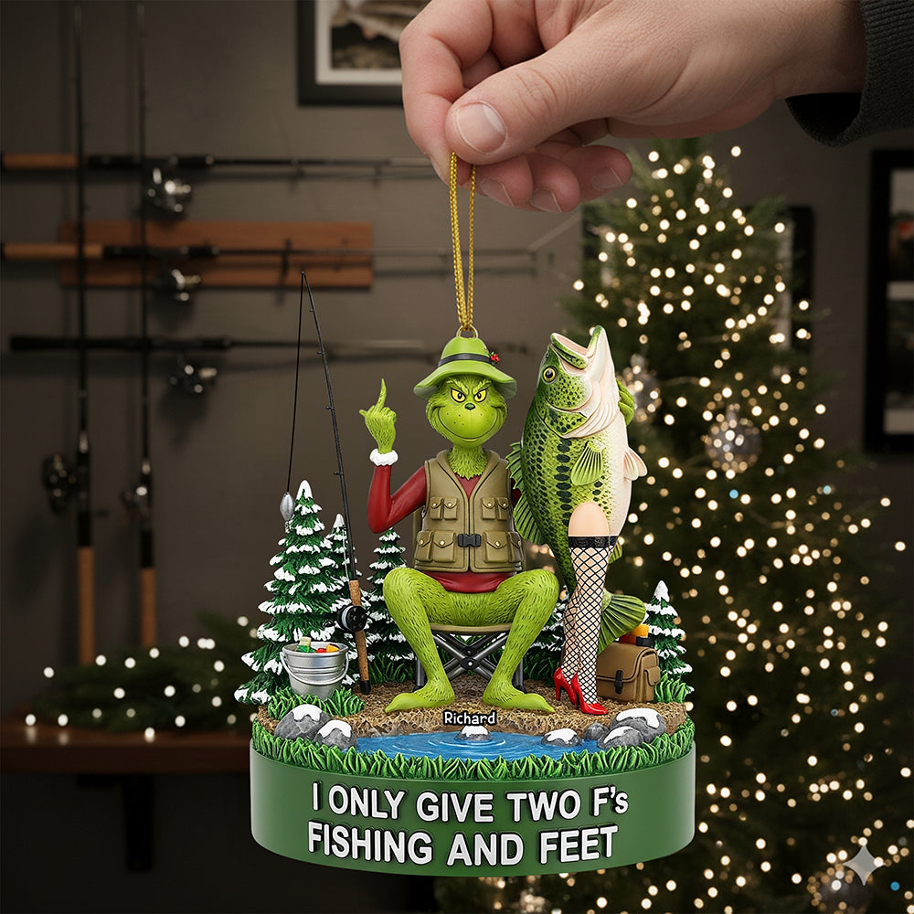 Fishing & Feet Christmas Ornament, Personalized Gifts For Fishing Lover 03Qhqn290825