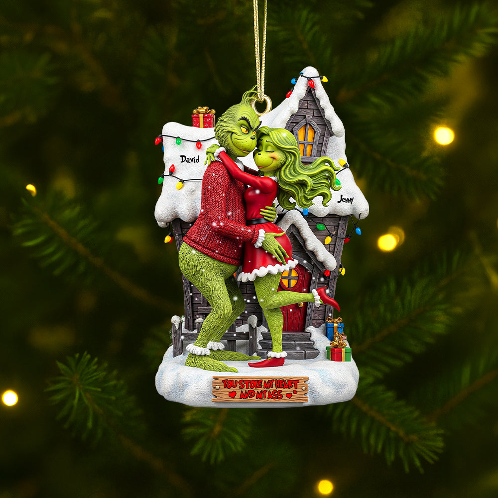 Green Couple Ornament - Personalized Gifts For Couple 01Natn190825 - Image 2