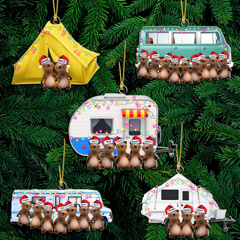 Personalized Gifts For Bear Family Acrylic Ornament, Camping Lovers 01Acqn250924