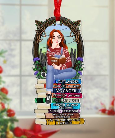 Personalized Christmas Gifts For Book Lovers Ornament 06Hupu160924Pa A Girl Sitting On Stack Of Books Reading