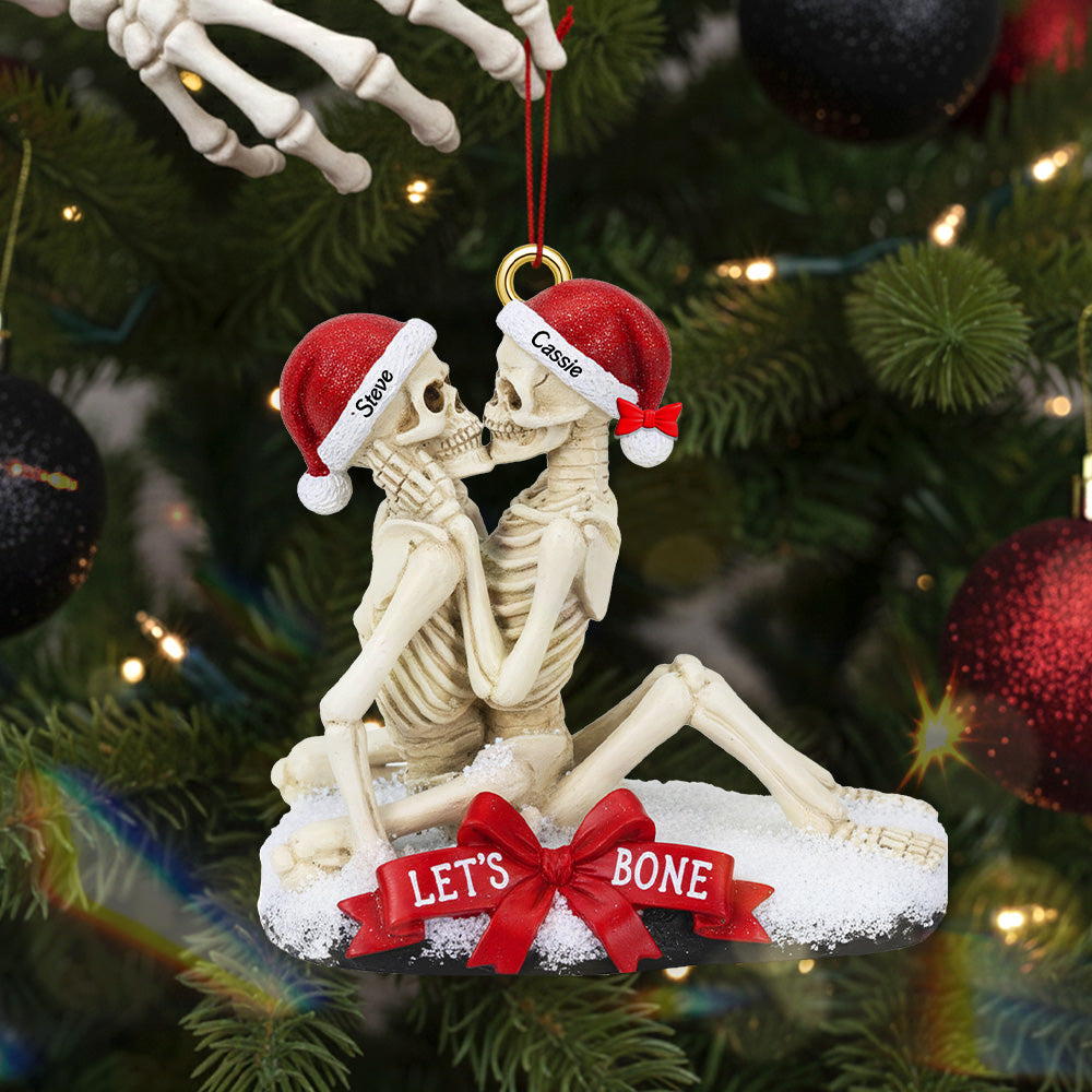 Excited Bone Couple Christmas Ornament, Personalized Gifts For Couple 02Qhmg100925 - Image 2