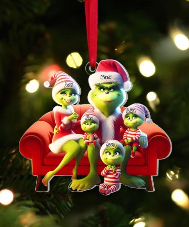 Personalized Gifts For Family, Green Monsters Christmas Acrylic Ornament 03Ohmh151124