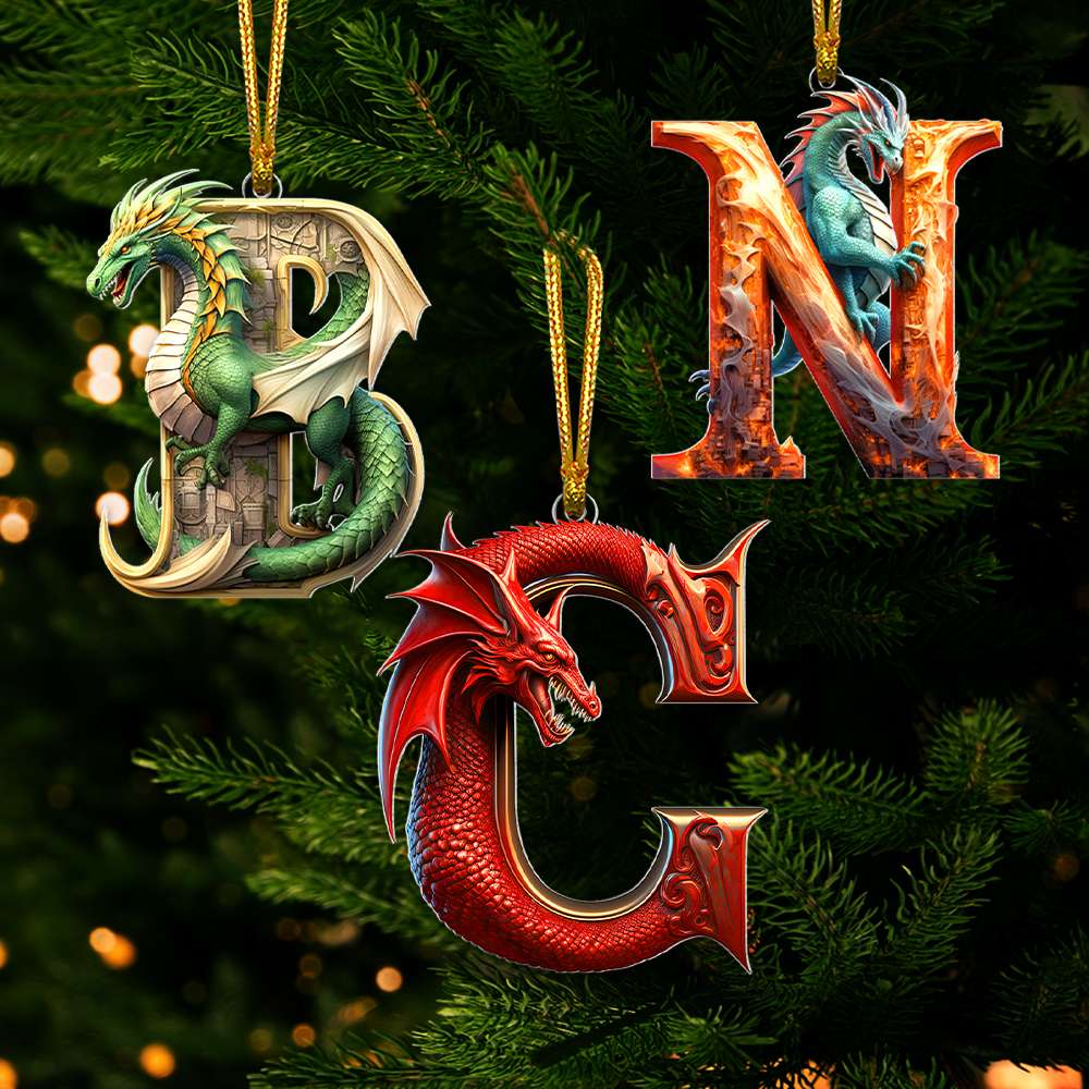 Dragon Hanging Ornament - Custom Alphabet Letter Christmas 04Hutn041124