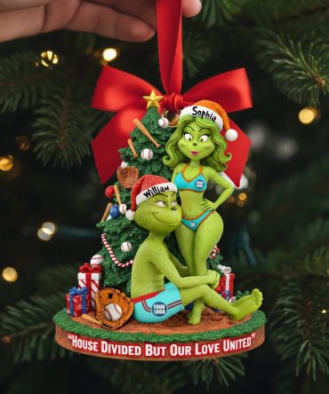 Baseball Couple Ornament - Personalized Gifts For Funny Couple Christmas Ornament 02Hulu081025