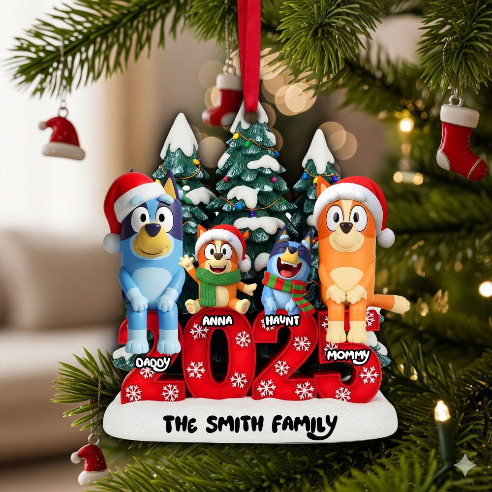 Joyful Puppy Family Ornament - Personalized Christmas Gifts For Family 03Nalu290825 - Image 2