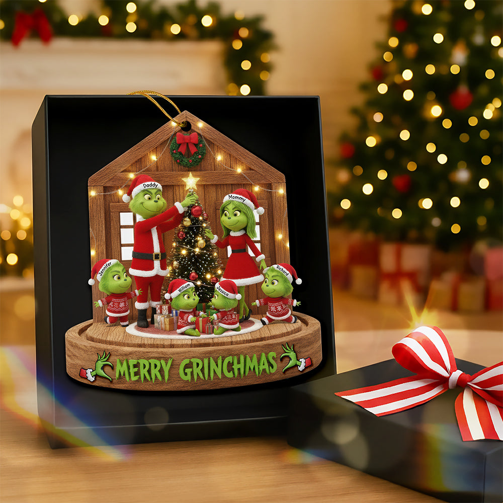 Fun Green Family Christmas Ornament, Personalized Gifts For Family 01Qhqn180925 - Image 3