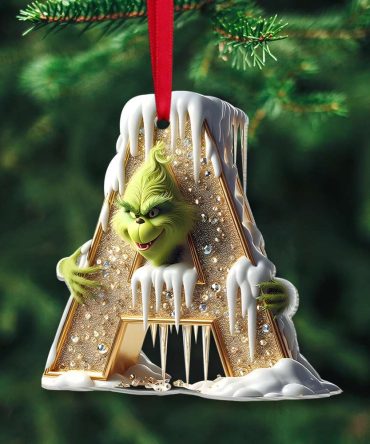 Green Monster Ornament - Custom Alphabet Letter Gifts