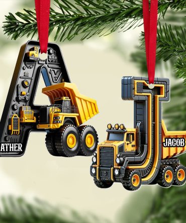 Custom Alphabet Letter Gifts For Construction Truck Lovers Christmas Ornament 03Xqtn241024