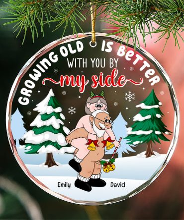 Personalized Gift For Couple Christmas Ornament, Growing Old Couple 03Toqn231024Pa