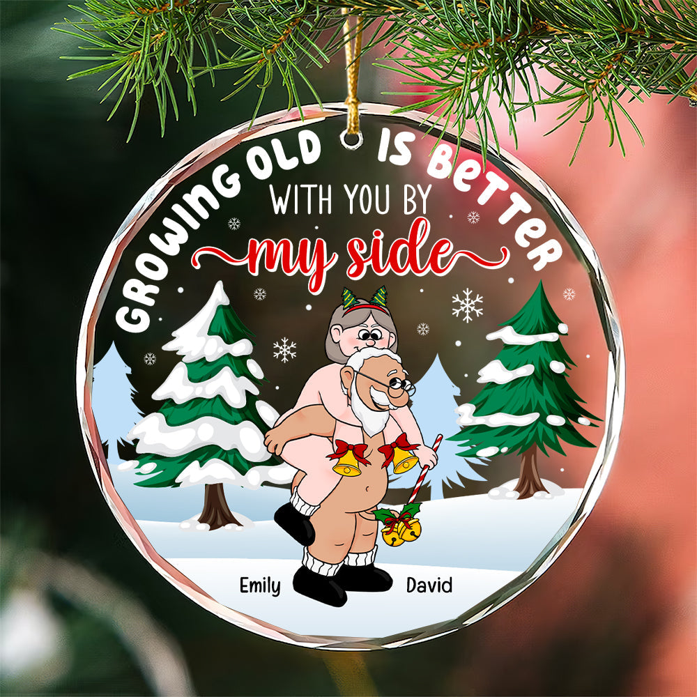 Personalized Gift For Couple Christmas Ornament, Growing Old Couple 03Toqn231024Pa