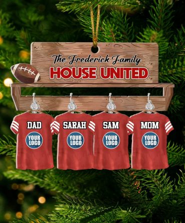 Football Family Ornaments - House Divided & Jersey Shirt With Custom Team Logo Gifts For Football Lovers