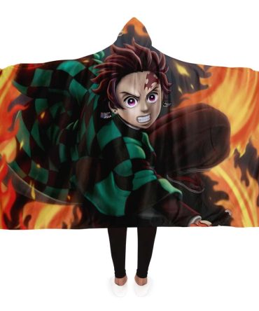 Demon Salyer Tanjiro Kamado Fire Hooded Blanket