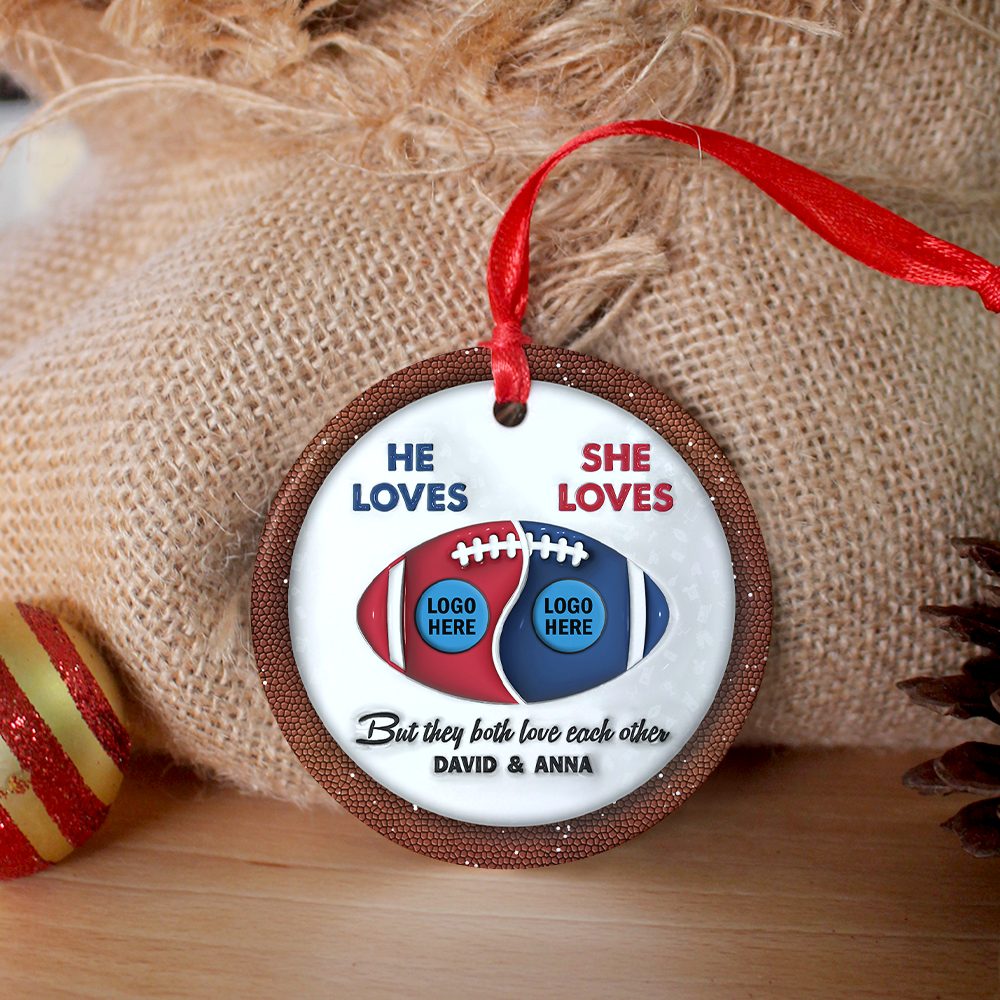American Football Couple Ornament With Custom Team Logo - House Divided 02Hupu250924 - Image 2
