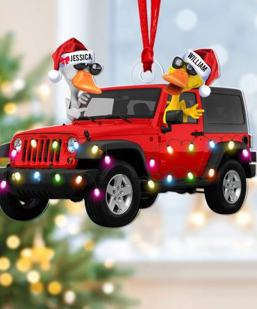 Off-Road Duck Ornament - Funny Ducks And Car - Personalized Gifts For Off-Road Lovers