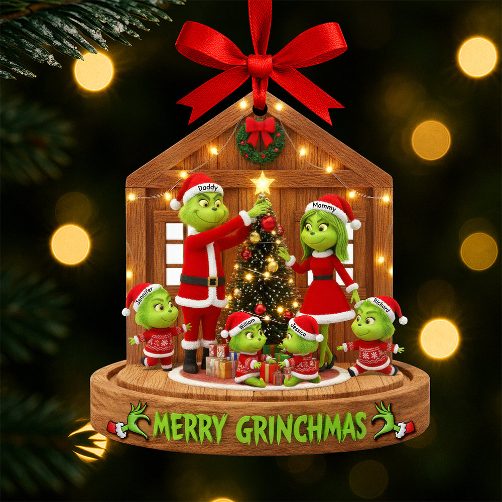 Fun Green Family Christmas Ornament, Personalized Gifts For Family 01Qhqn180925