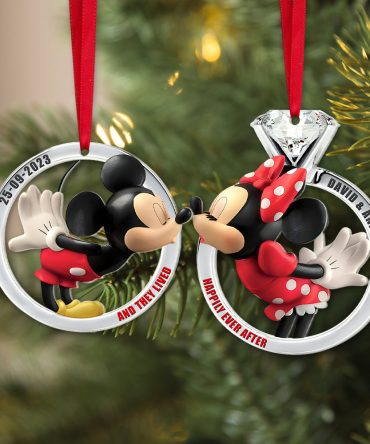 Personalized Gifts For Couple Matching Ornament Kissing Mouses In Christmas Rings