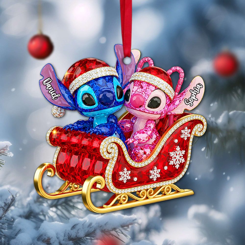 Alien Couple Sleigh Christmas Ornament - Personalized Christmas Gifts For Couple 03Pglu160825 - Image 3