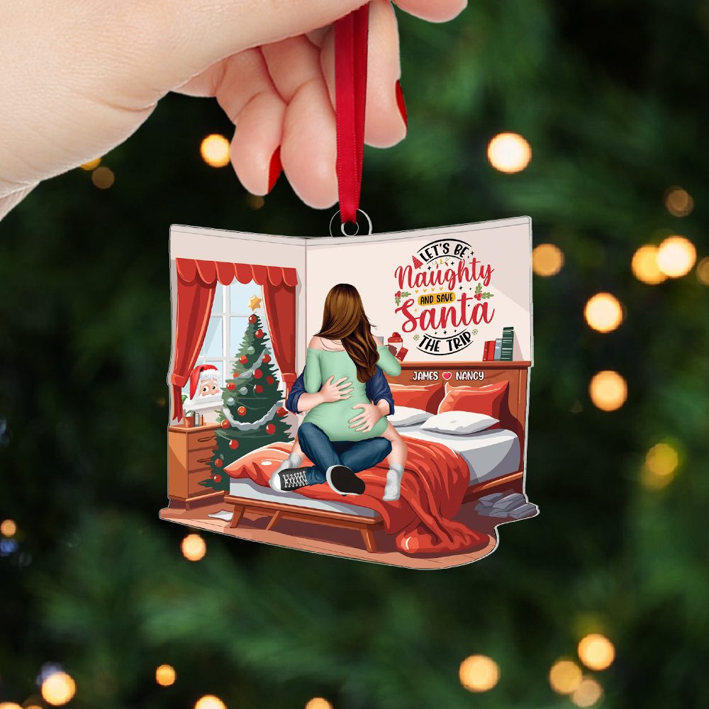 Personalized Gift For Couple, Let’S Be Naughty And Save Santa The Trip Christmas Ornament 02Topu280824Hh - Image 3