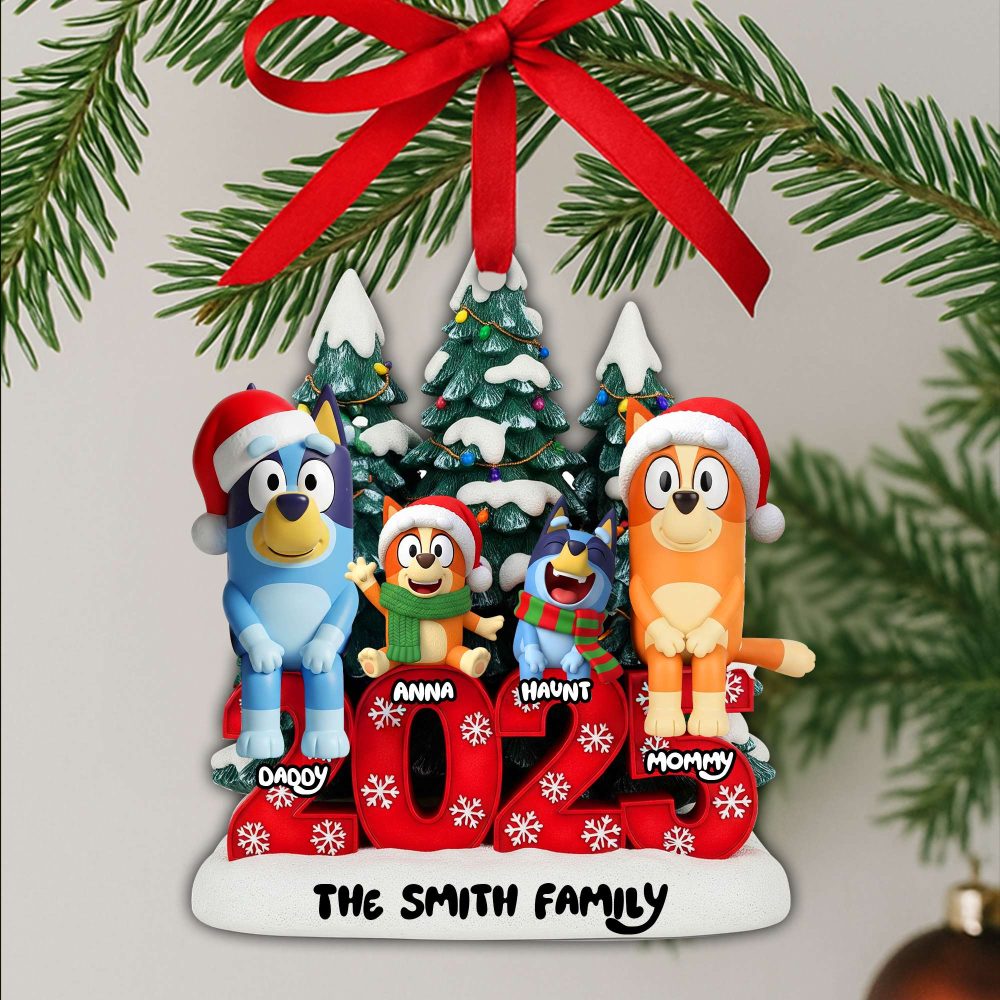 Joyful Puppy Family Ornament - Personalized Christmas Gifts For Family 03Nalu290825 - Image 5