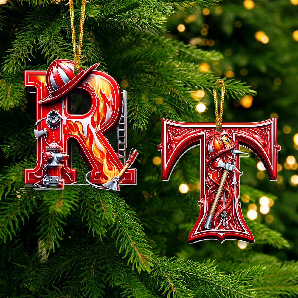 Custom Alphabet Letter Firefighter Gifts Christmas Ornament 04Ohmh171024