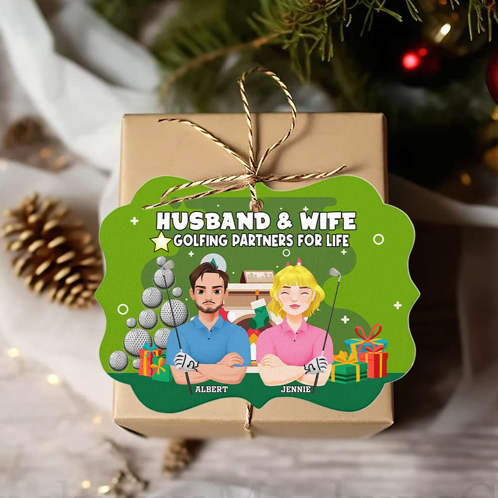 Personalized Gifts For Couples Love Golf, Christmas Medallion Ornament 03Tolu281024Pa