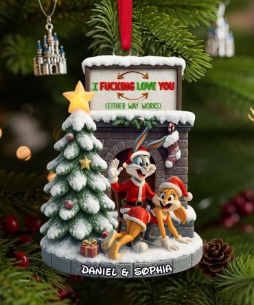 Playful Cartoon Couple Ornament - Personalized Christmas Gifts For Couple 06Ohlu280825