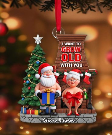 Funny Old Couple Ornament - Personalized Christmas Gift For Couple 02Nalu190825
